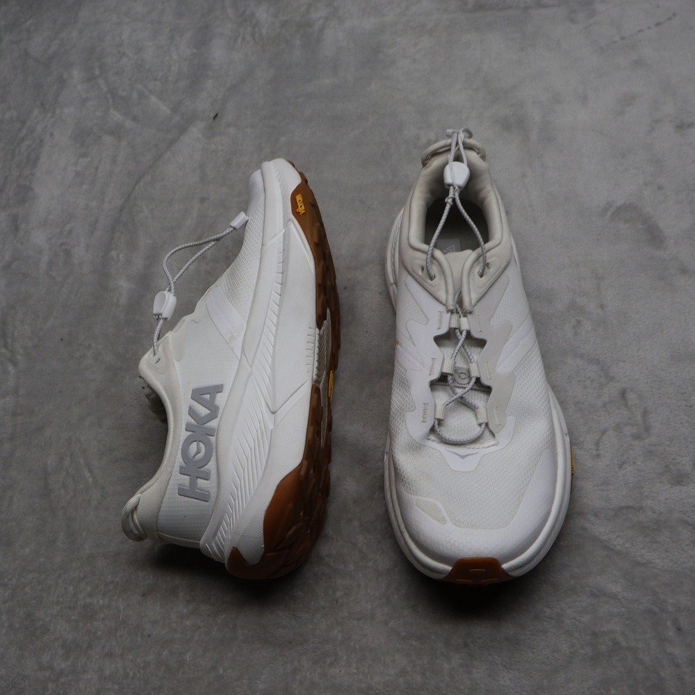 Hoka Womens 8.5 Transport Sneakers White Cordura Commuter Comfort Walking Chunky
